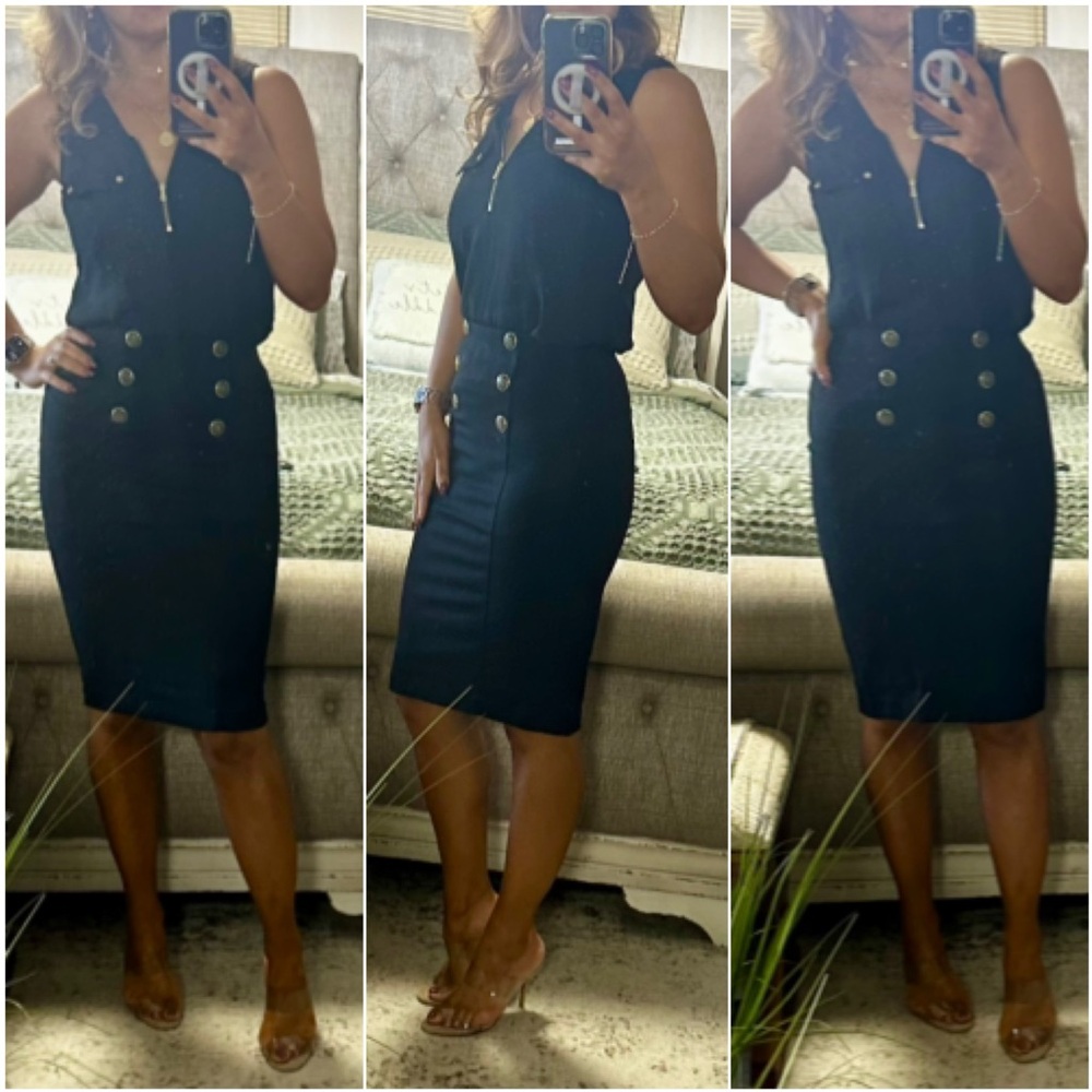 New🖤Sleek button front black pencil skirt - Picture 5 of 14